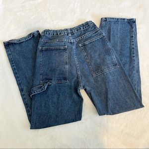 Dark Wash Wide Leg Cargo Jeans